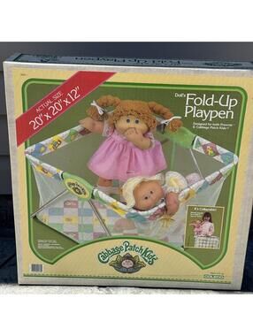 Vintage 1984 Cabbage Patch Kids Doll Fold-Up Playpen 20x20x12” New Sealed Box